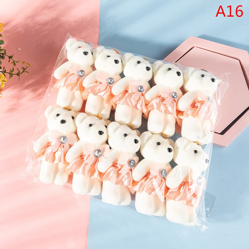 10PCS Cartoon Couple Models Bear Flower Dolls Wedding