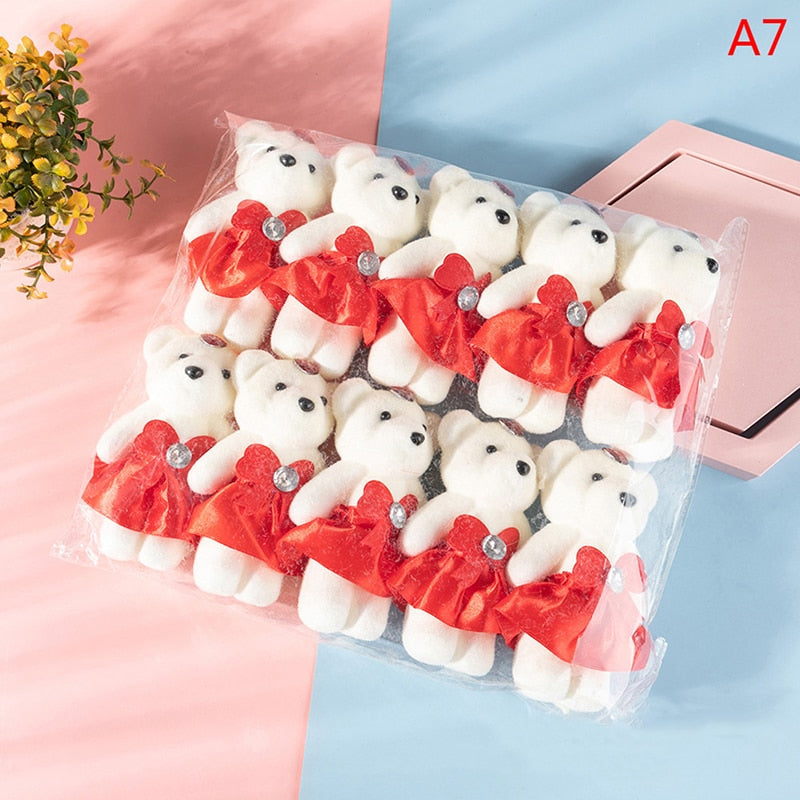10PCS Cartoon Couple Models Bear Flower Dolls Wedding