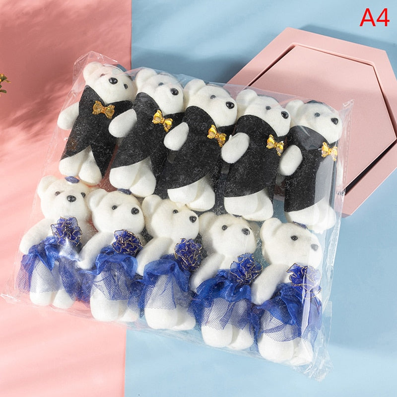 10PCS Cartoon Couple Models Bear Flower Dolls Wedding